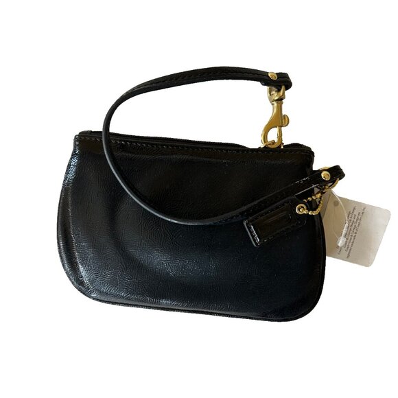 🎄 NWT 🛍️ Coach 🎀 Daisy Liquid Gloss Wristlet Bag in Black F48106 - Picture 2 of 2